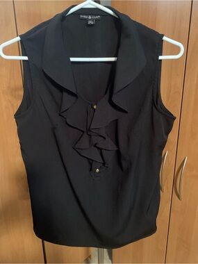 Black Ruffle-Front Sleeveless Camisole